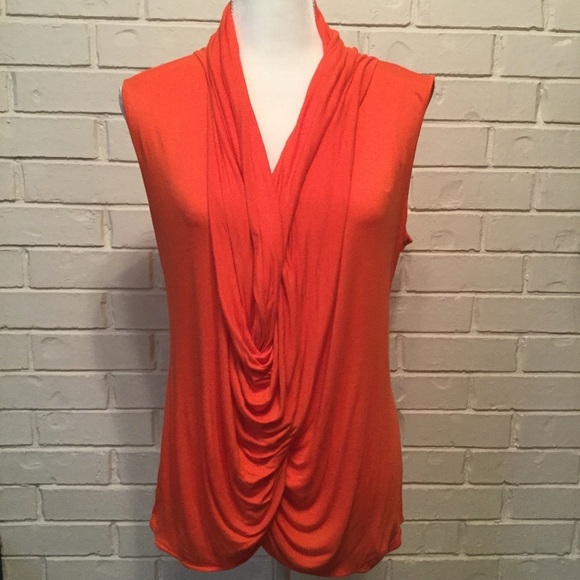 Jennifer Lopez Tops - Jennifer Lopez Orange Draped Front Top Small